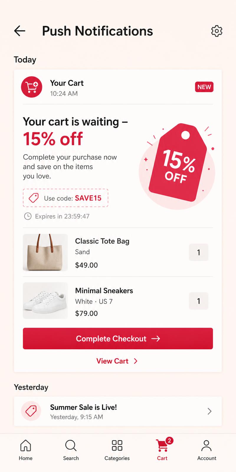 Never lose another full cart screen from a Wve Labs eCommerce app